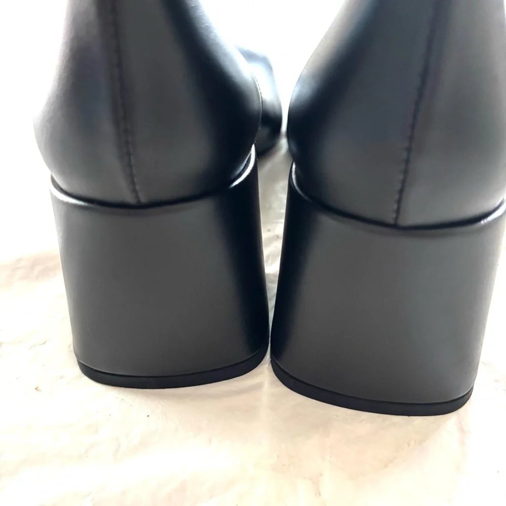 NWT SVEGAN Black Chalk Vegan Leather Heeled Knee High Boots SZ 5.5 - Picture 6 of 14